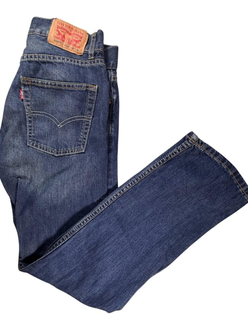 Levis 514 Boys Jeans Size 16 Regular W28 L28 Dark Wash Denim Straight Leg (329)